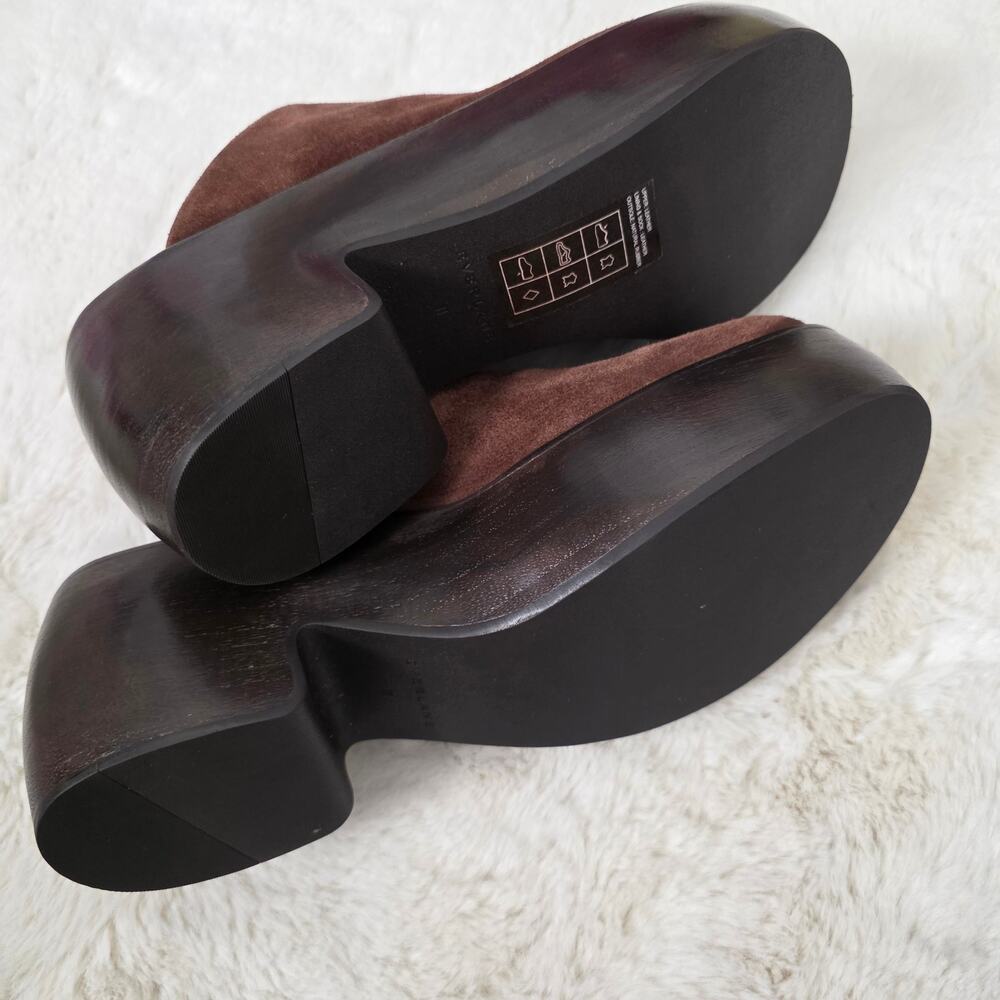 NEW Everlane Puffa Wooden Clog Dark Umber Suede Brown 11 - Picture 9 of 10